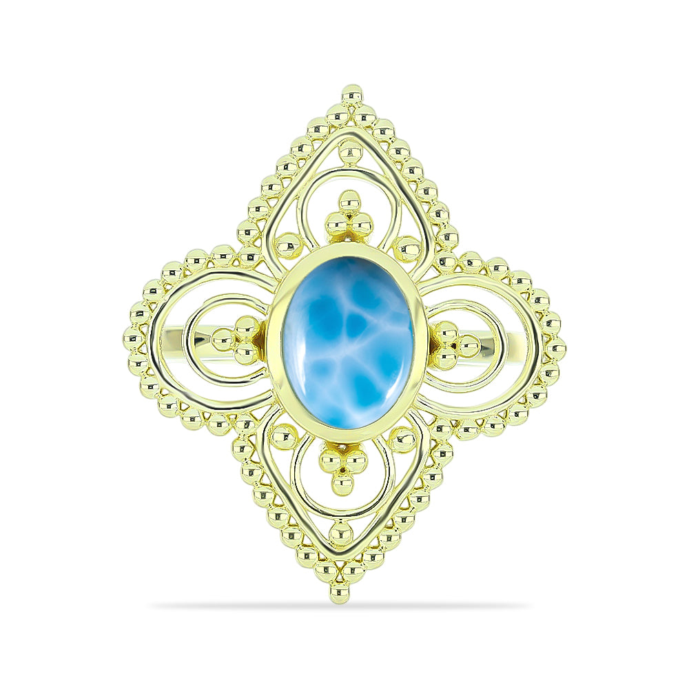 Goldplattierter Silberring mit Larimar