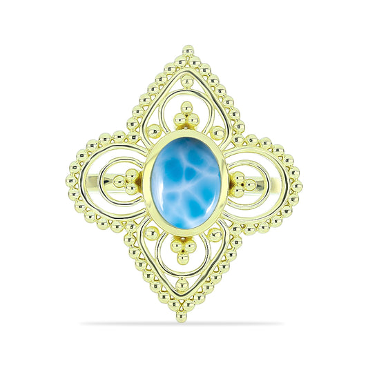 Goldplattierter Silberring mit Larimar