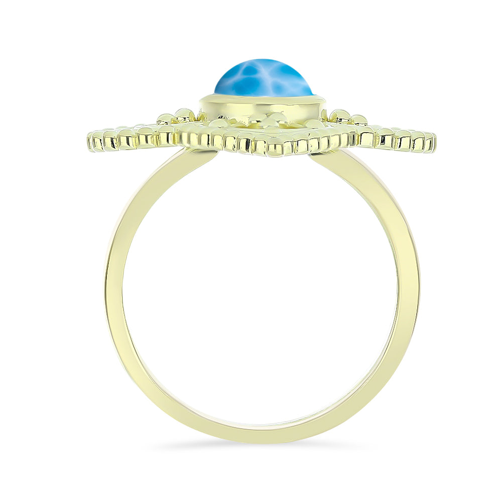 Goldplattierter Silberring mit Larimar