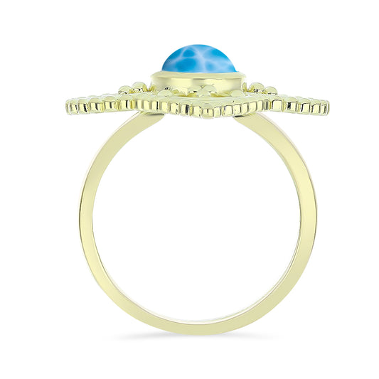 Goldplattierter Silberring mit Larimar