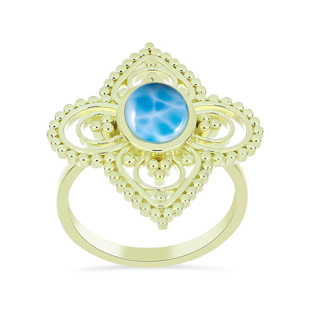 Goldplattierter Silberring mit Larimar