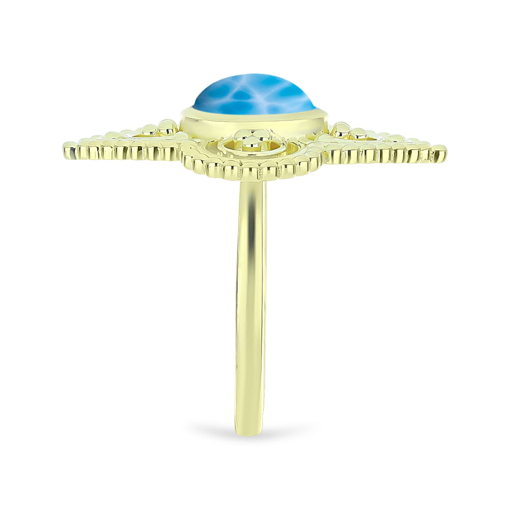 Goldplattierter Silberring mit Larimar 4 