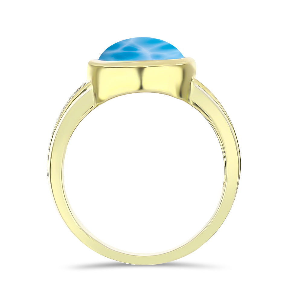 Goldplattierter Silberring mit Larimar