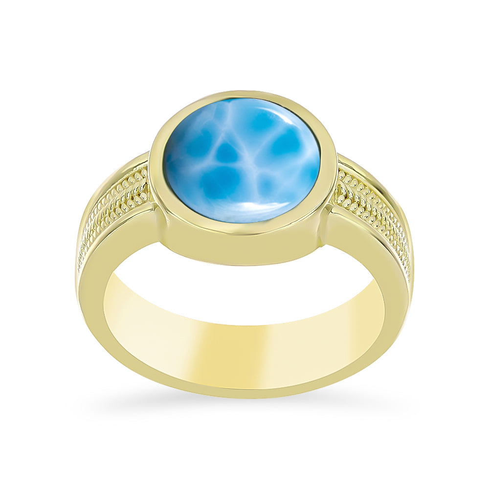 Goldplattierter Silberring mit Larimar