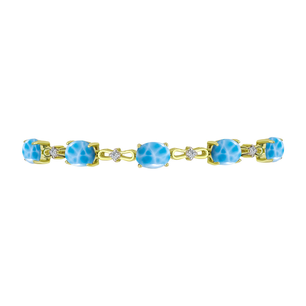 Goldplattiertes Silberarmband mit Larimar und weißem Topas 2 