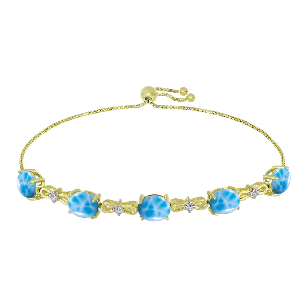 Goldplattiertes Silberarmband mit Larimar und weißem Topas 1 