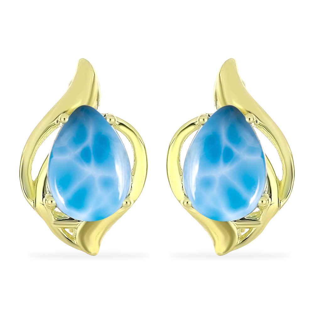 Goldplattierte Silberohrringe mit Larimar