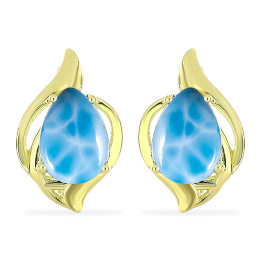 Goldplattierte Silberohrringe mit Larimar