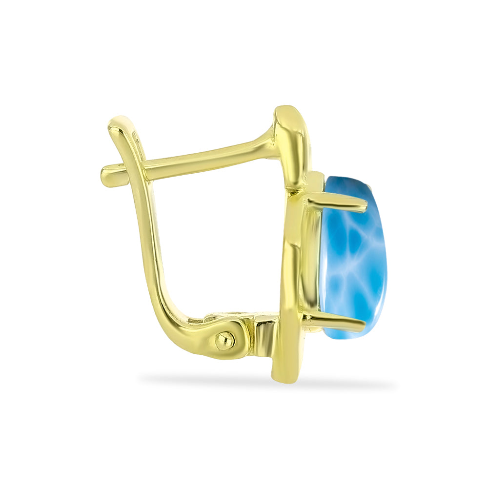 Goldplattierte Silberohrringe mit Larimar 2 
