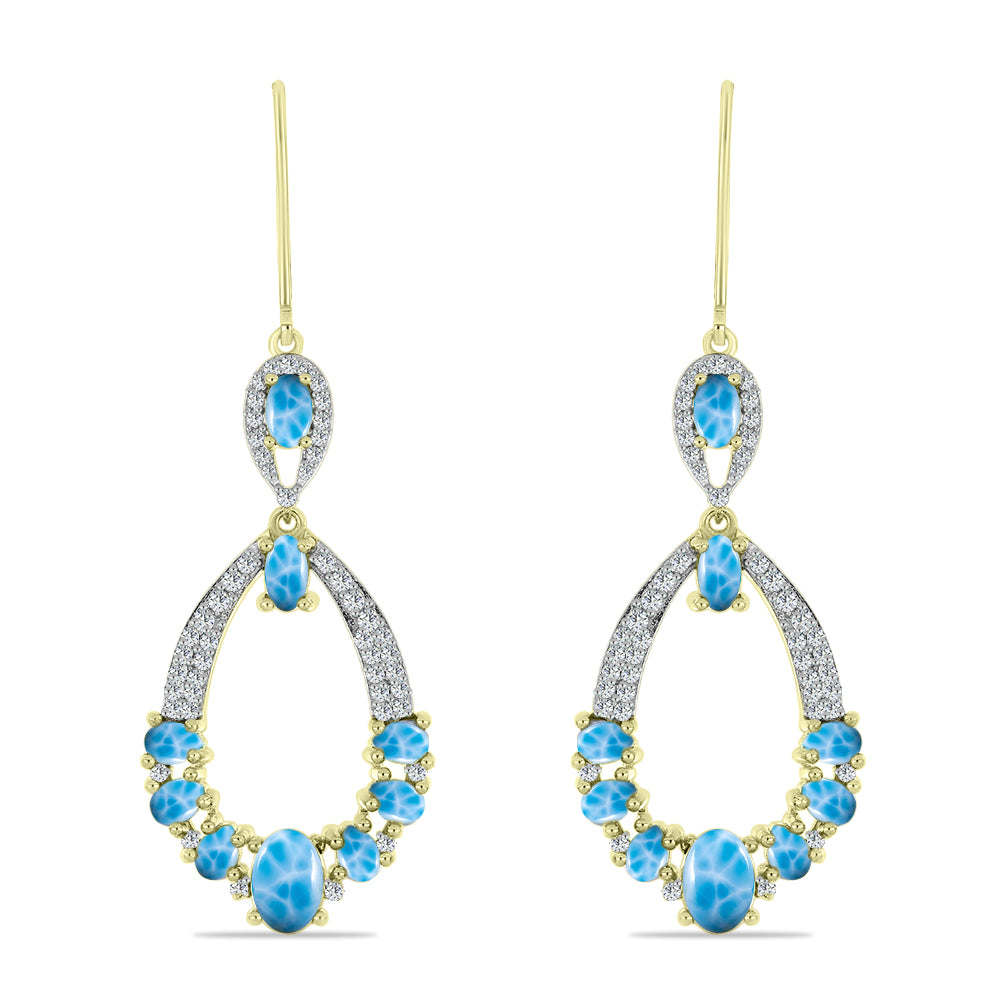 Goldplattierte Silberohrringe mit Larimar 1 