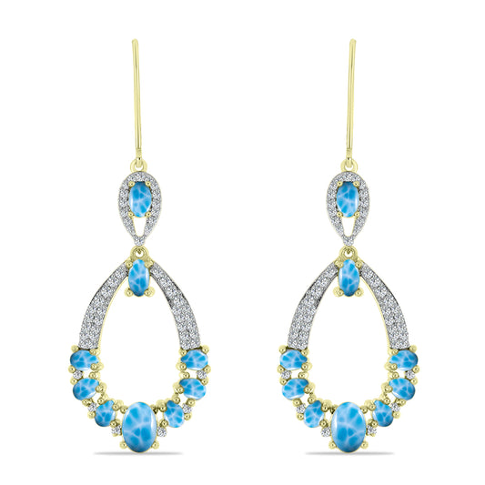 Goldplattierte Silberohrringe mit Larimar
