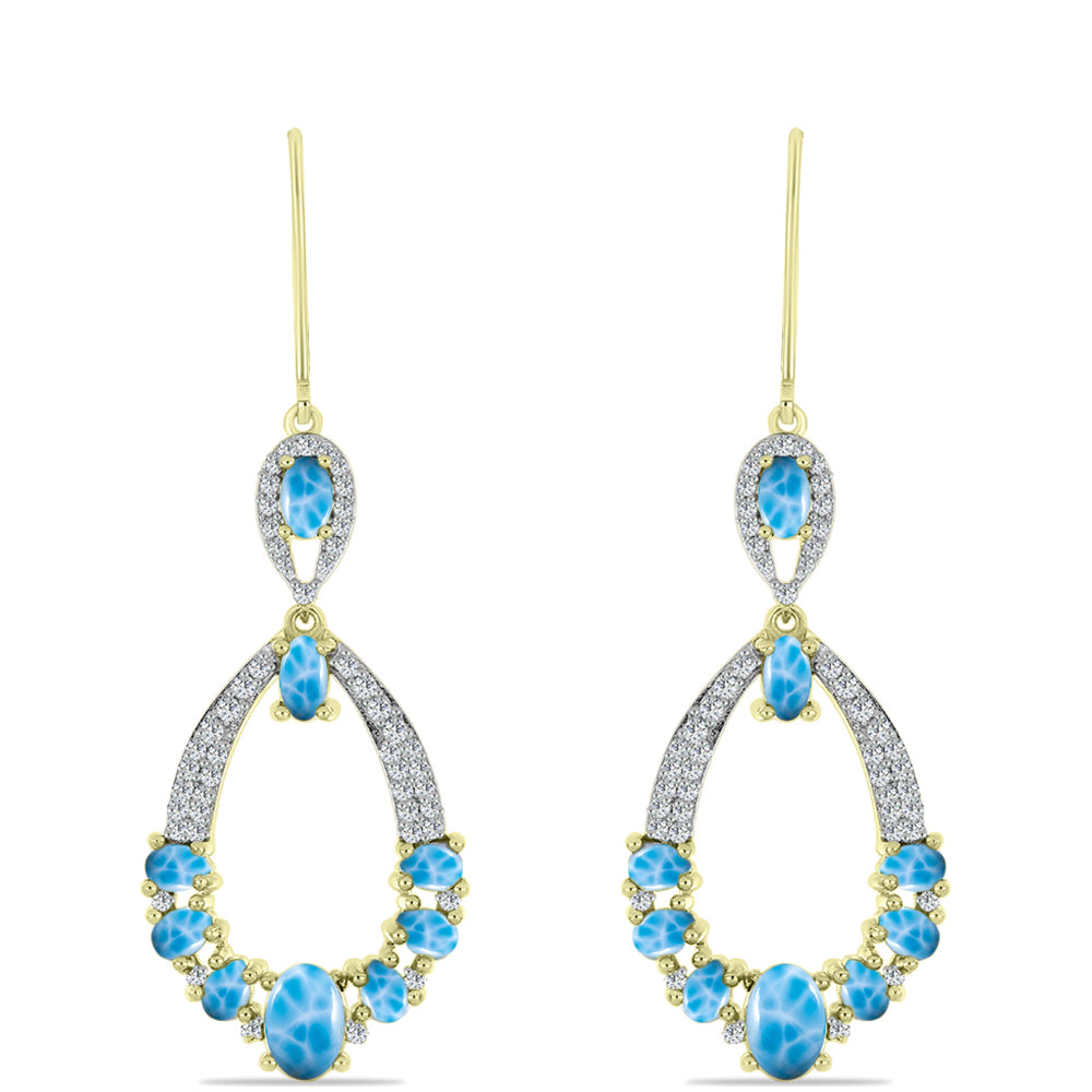 Goldplattierte Silberohrringe mit Larimar 3 