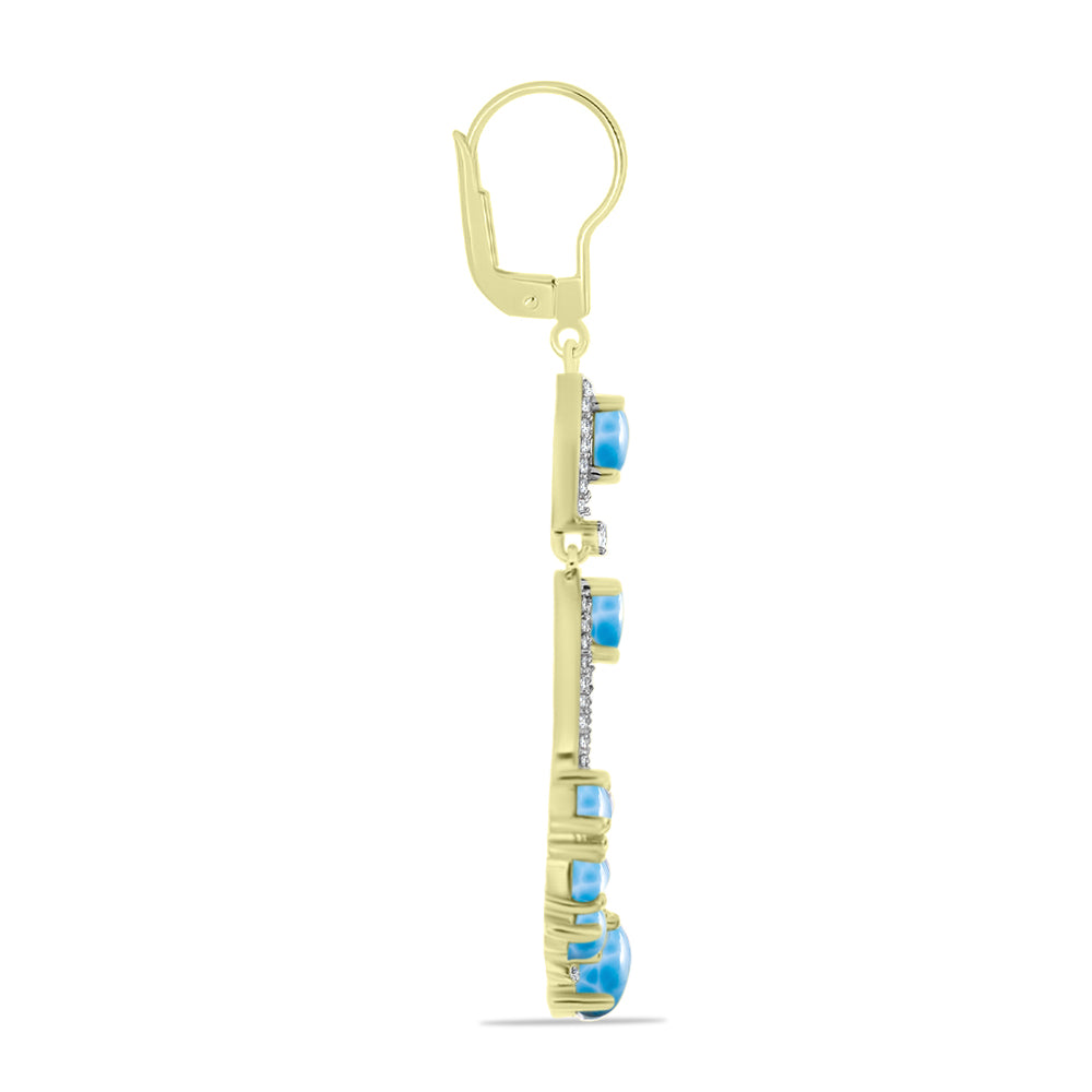 Goldplattierte Silberohrringe mit Larimar 2 