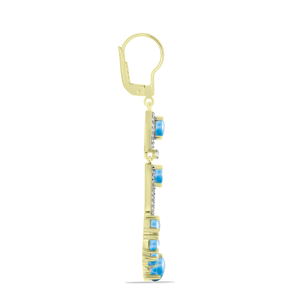 Goldplattierte Silberohrringe mit Larimar 4 