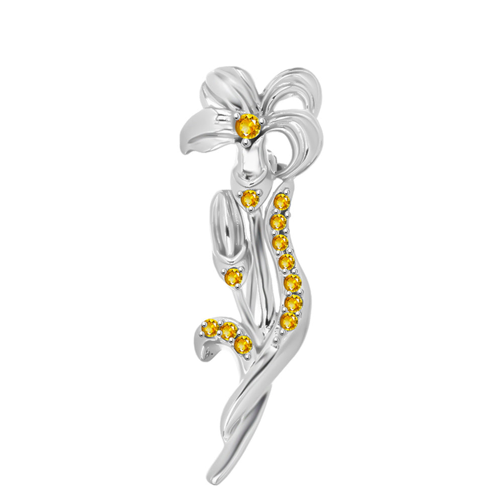 Silberbrosche mit goldfarbenem Rio Zitrin 1 