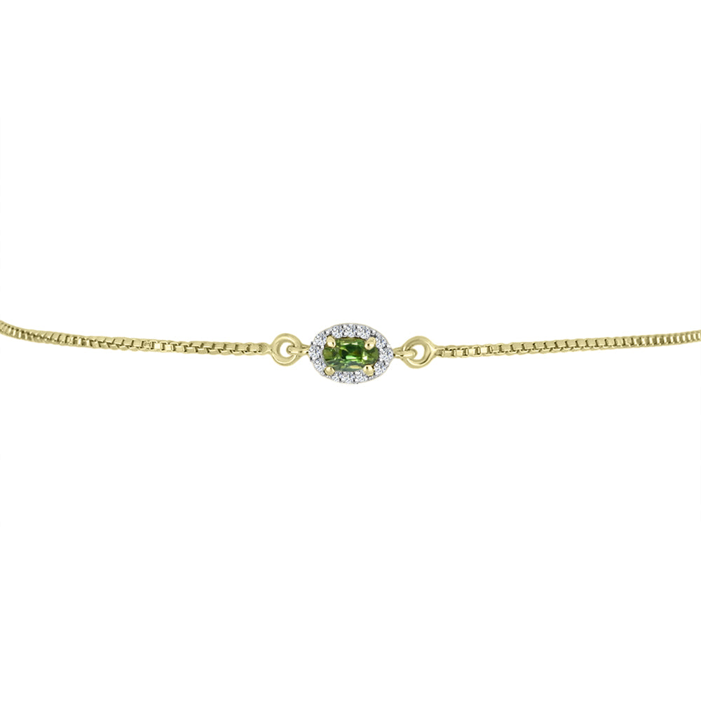 Goldplattiertes Silberarmband mit grünem Saphir und weißem Topas 2 