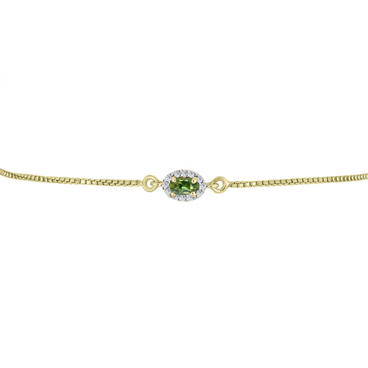 Goldplattiertes Silberarmband mit grünem Saphir und weißem Topas