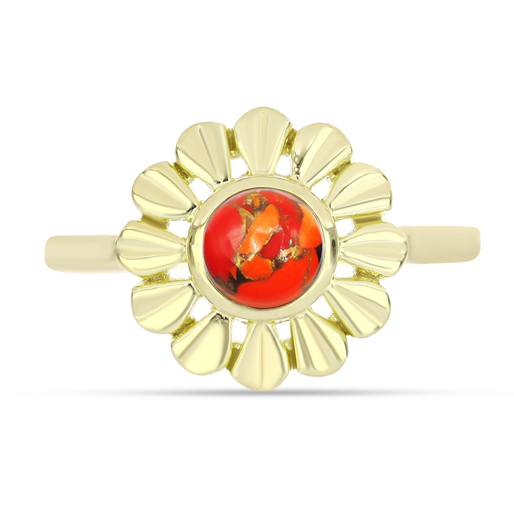 Goldplattierter Silberring mit Mohave-Türkis 1 