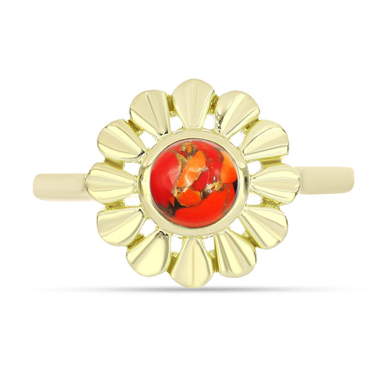 Goldplattierter Silberring mit Mohave-Türkis