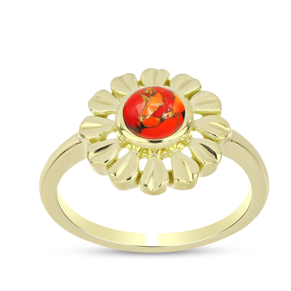 Goldplattierter Silberring mit Mohave-Türkis 3 