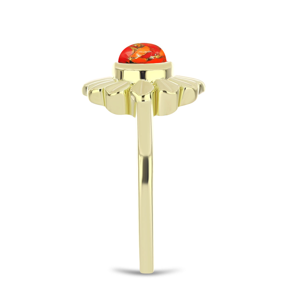 Goldplattierter Silberring mit Mohave-Türkis 4 