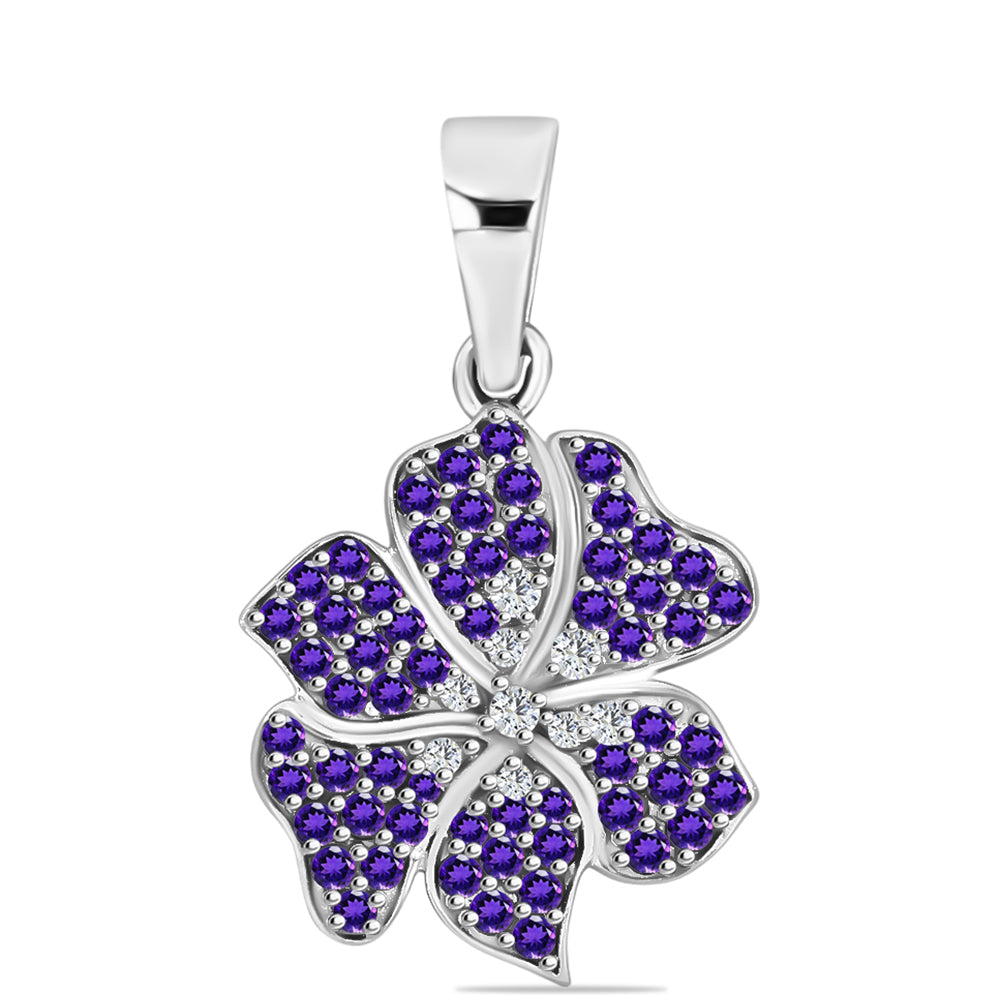 Silberanhänger mit marokkanischem Amethyst und weißem Topas