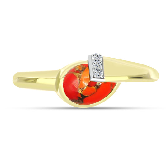 Goldplattierter Silberring mit Mohave-Türkis und weißem Topas