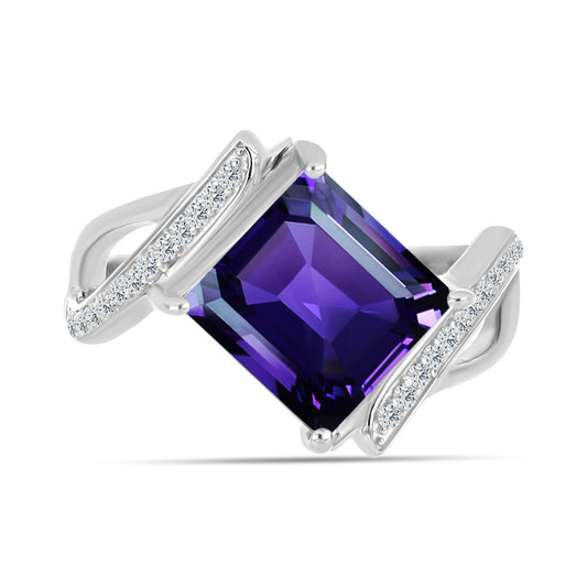 Silberring mit marokkanischem Amethyst und weißem Topas