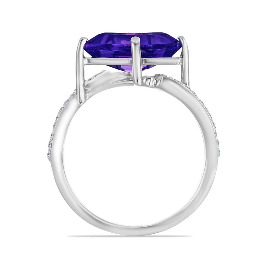 Silberring mit marokkanischem Amethyst und weißem Topas