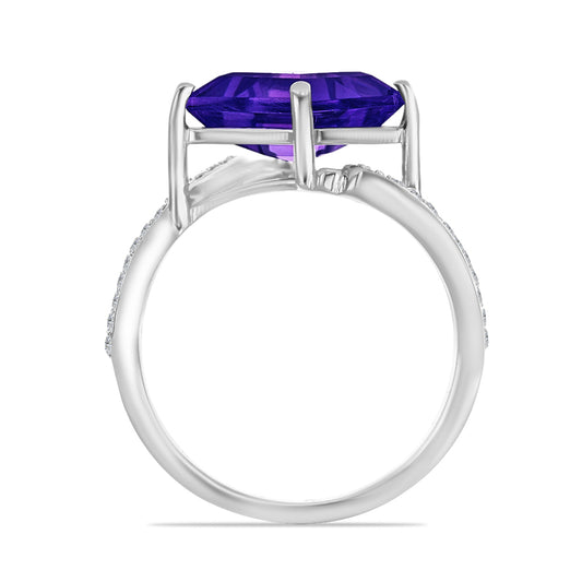 Silberring mit marokkanischem Amethyst und weißem Topas