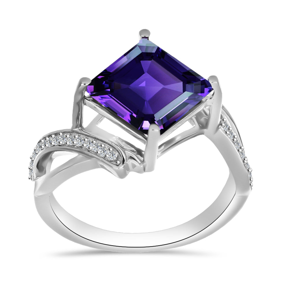 Silberring mit marokkanischem Amethyst und weißem Topas 3 