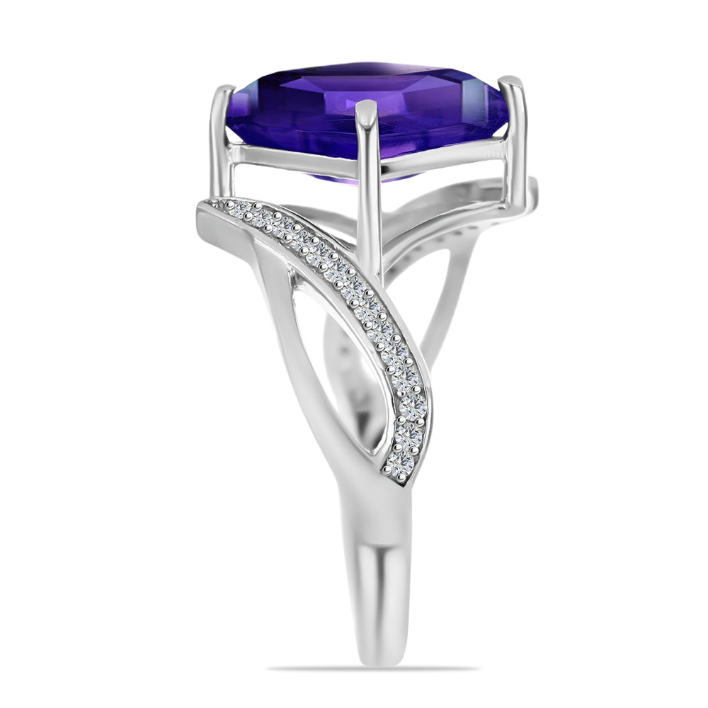 Silberring mit marokkanischem Amethyst und weißem Topas 4 