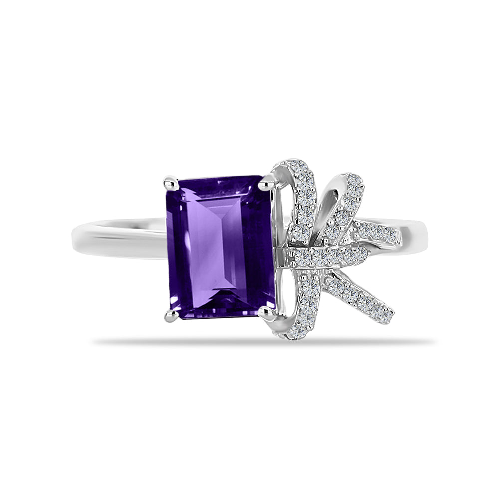 Silberring mit marokkanischem Amethyst und weißem Topas 1 