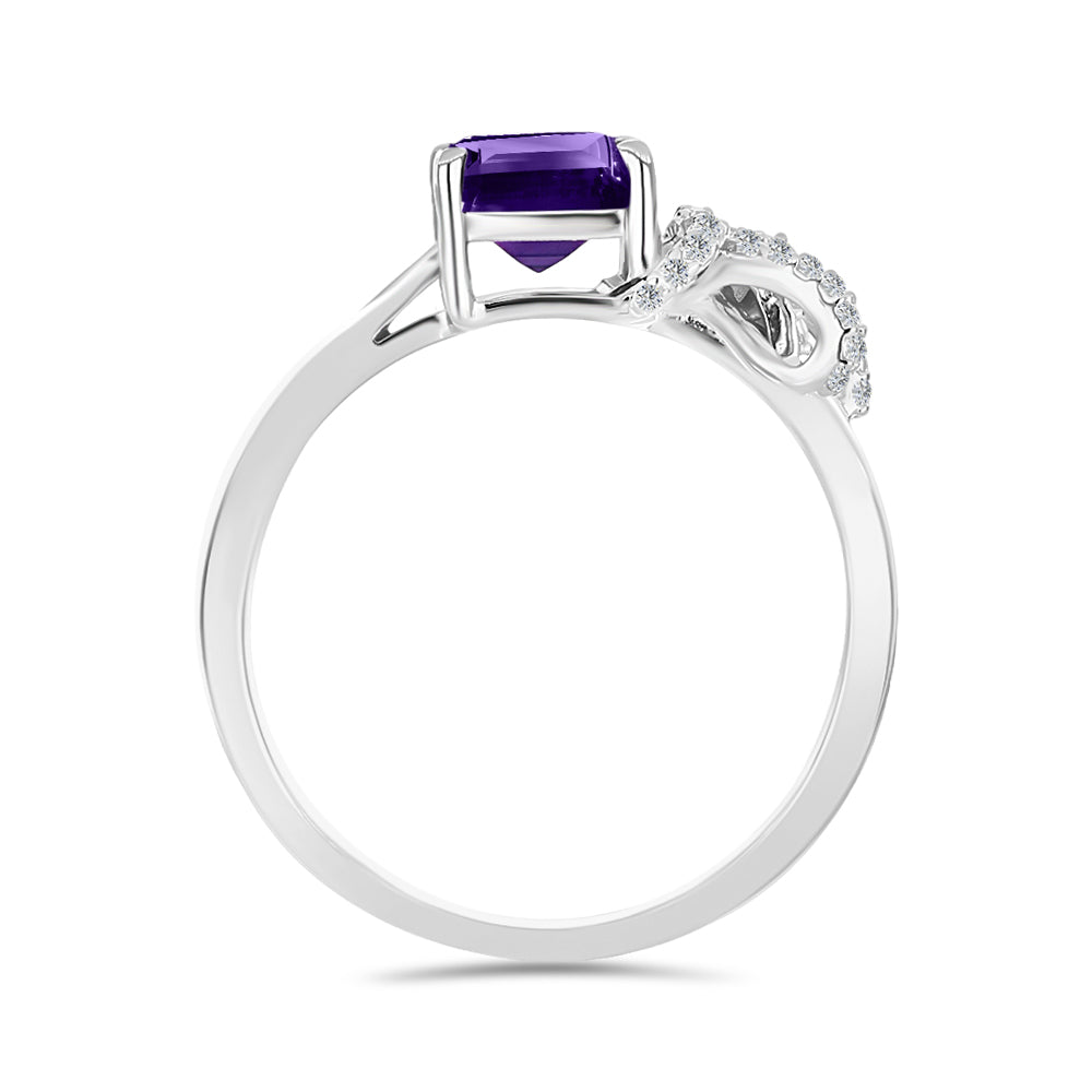 Silberring mit marokkanischem Amethyst und weißem Topas 2 