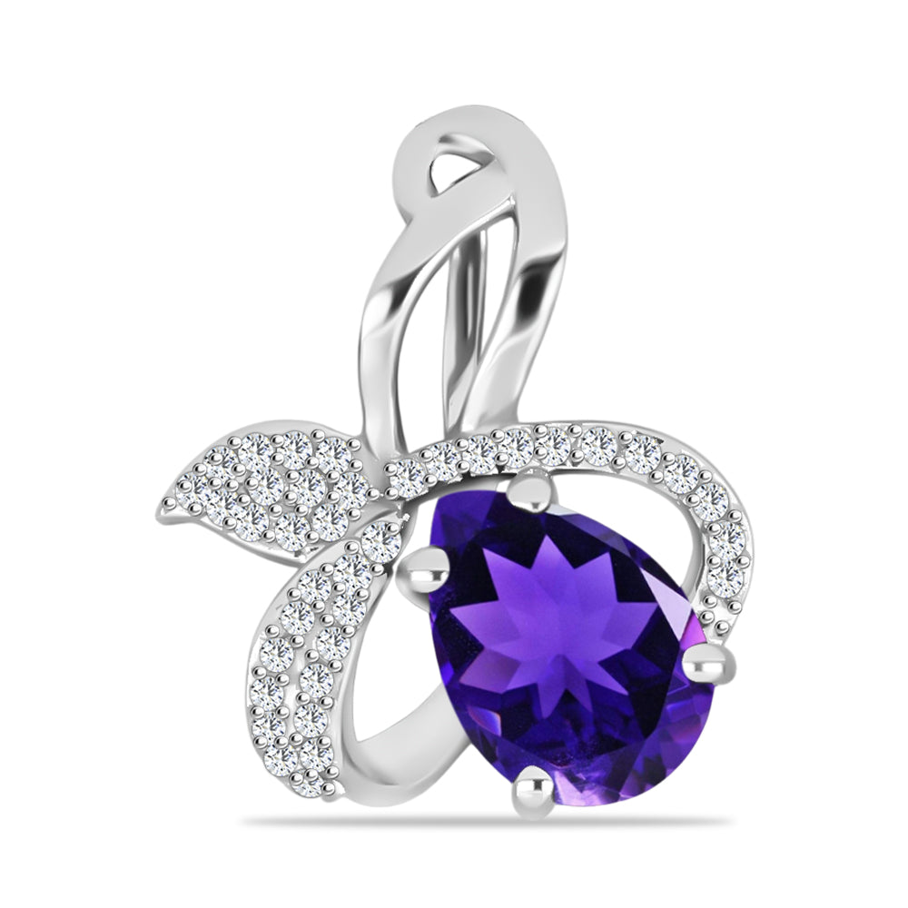 Silberanhänger mit marokkanischem Amethyst und weißem Topas 1 