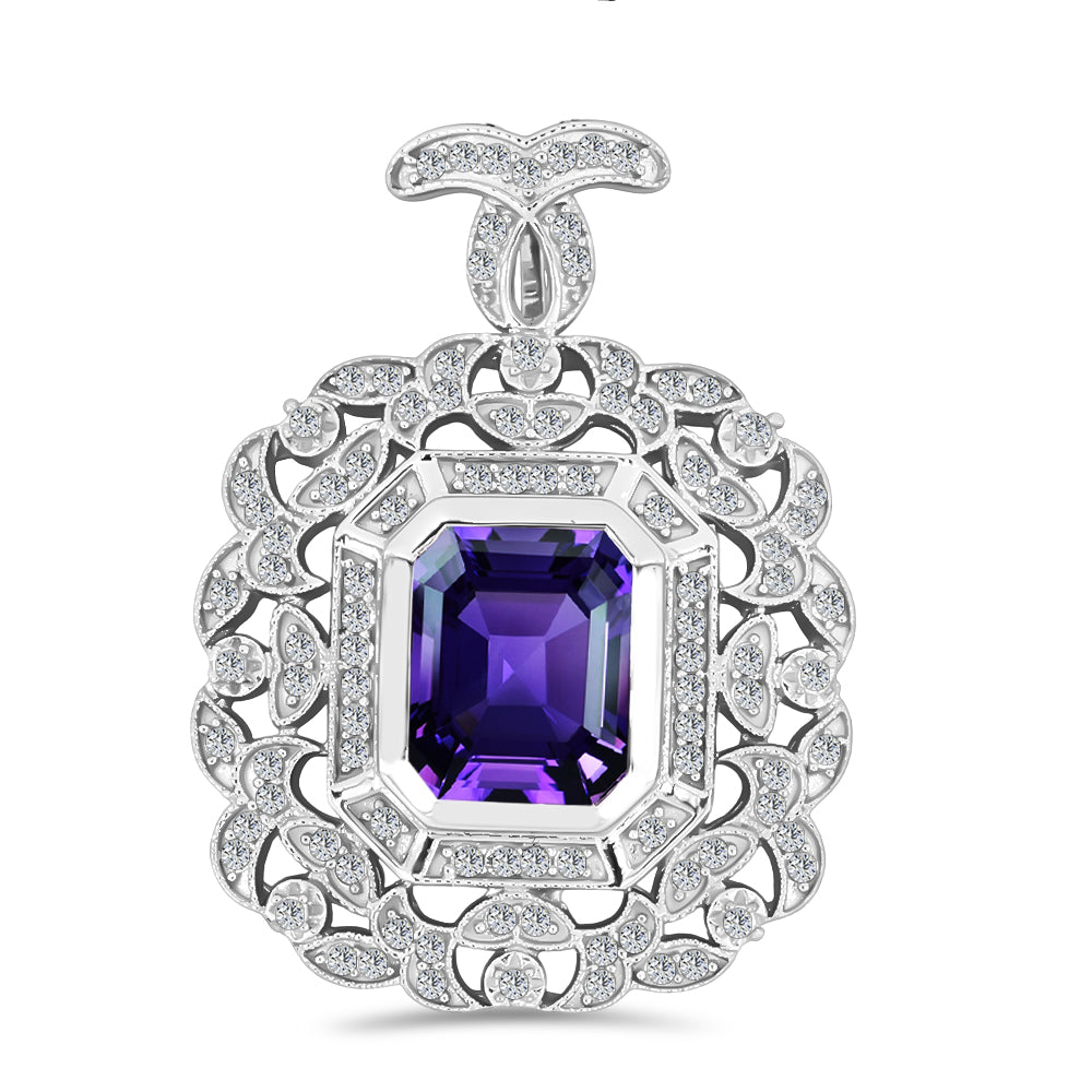 Silberanhänger mit marokkanischem Amethyst und weißem Topas