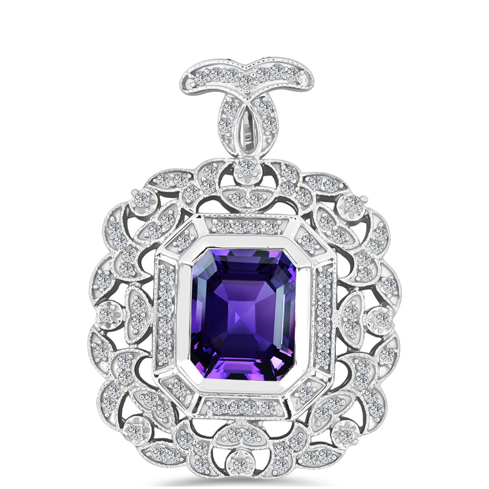 Silberanhänger mit marokkanischem Amethyst und weißem Topas