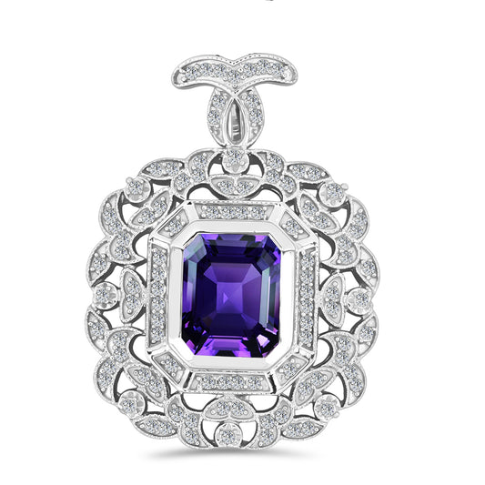 Silberanhänger mit marokkanischem Amethyst und weißem Topas