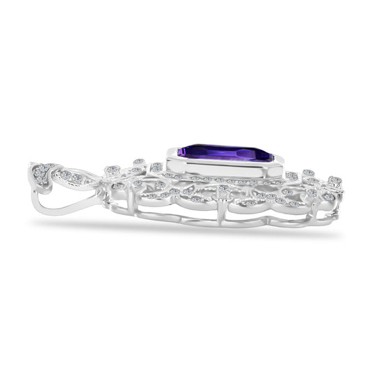 Silberanhänger mit marokkanischem Amethyst und weißem Topas