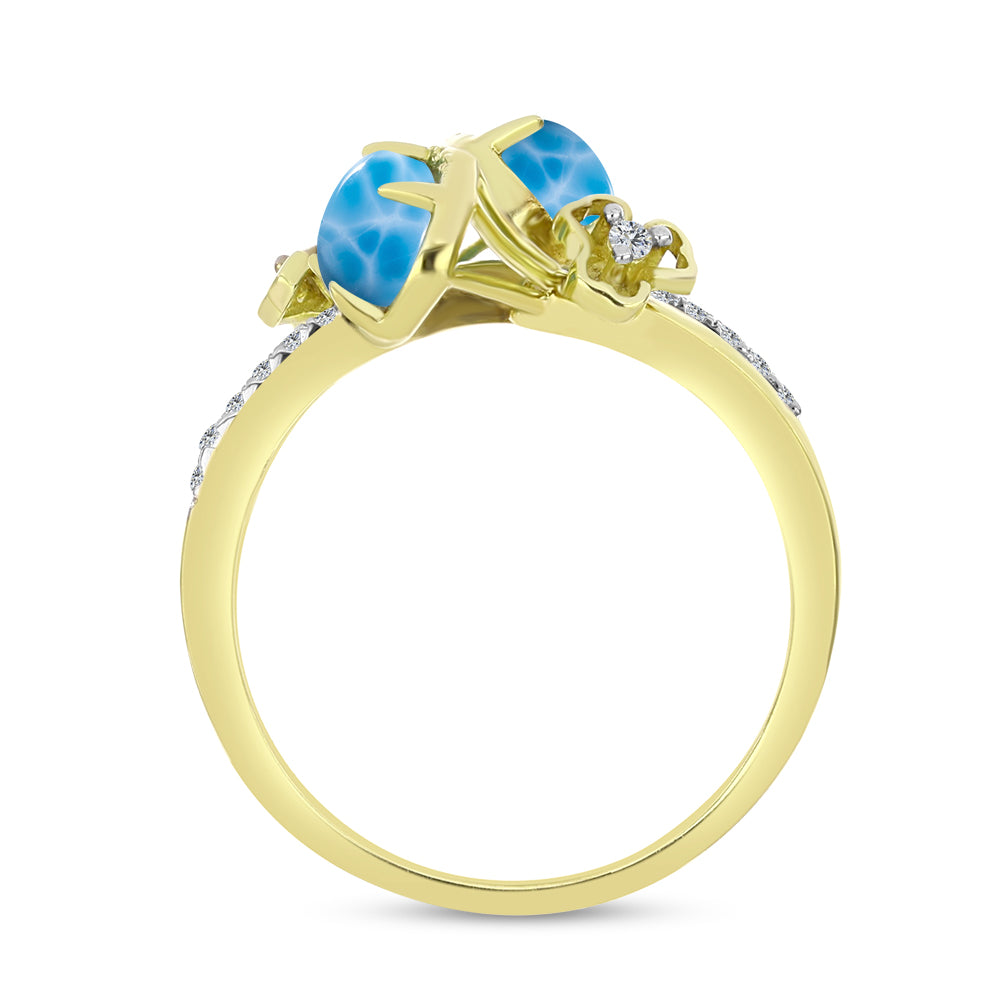 Goldplattierter Silberring mit Larimar und weißem Topas 2 