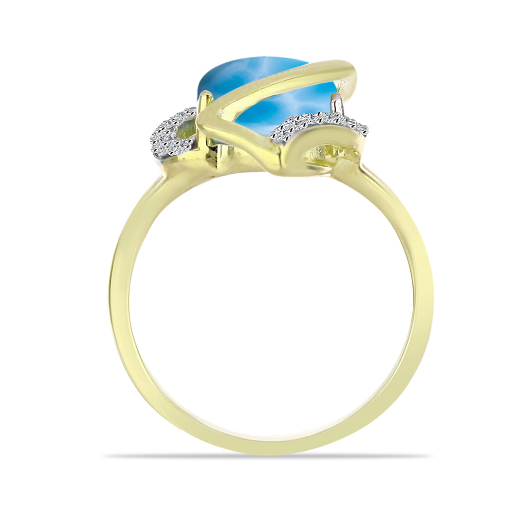Goldplattierter Silberring mit Larimar und weißem Topas 2 