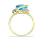 Goldplattierter Silberring mit Larimar und weißem Topas