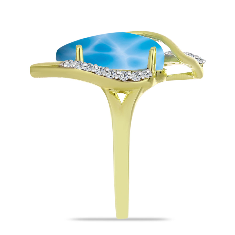 Goldplattierter Silberring mit Larimar und weißem Topas 3 