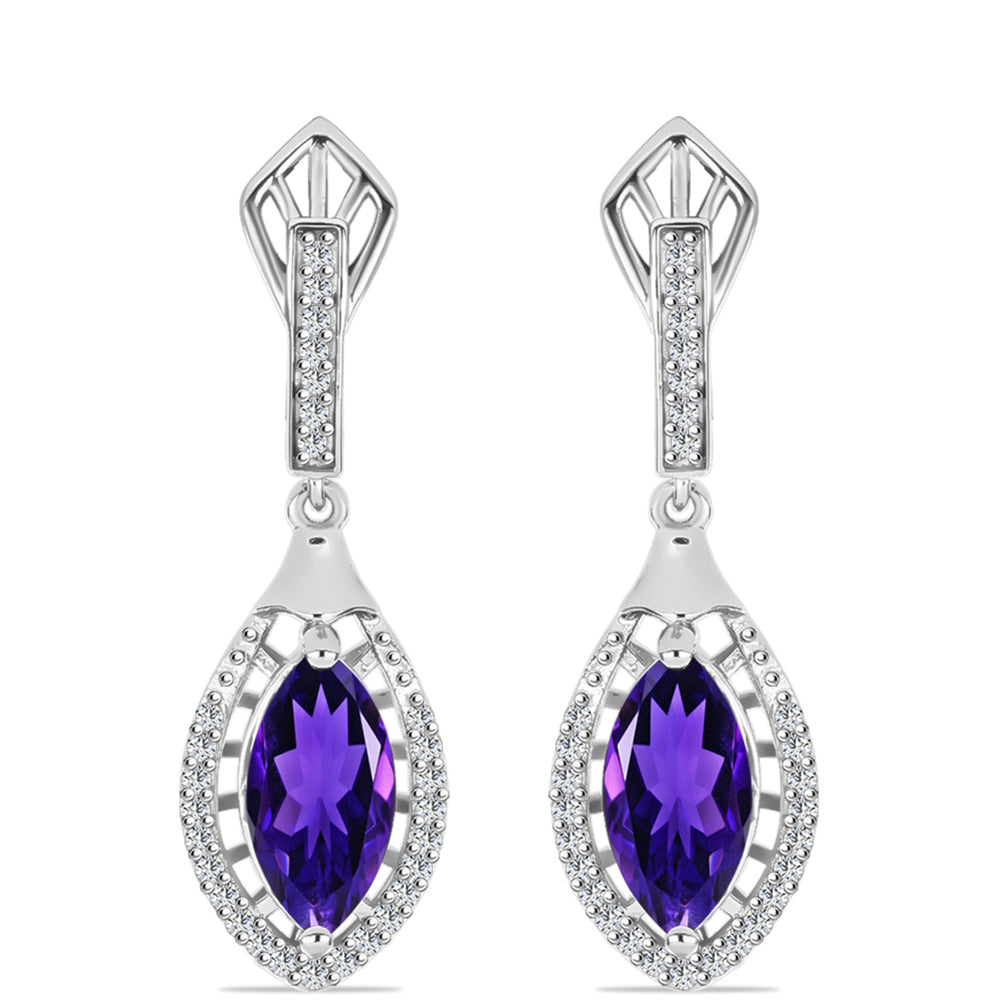 Silberohrringe mit marokkanischem Amethyst und weißem Topas
