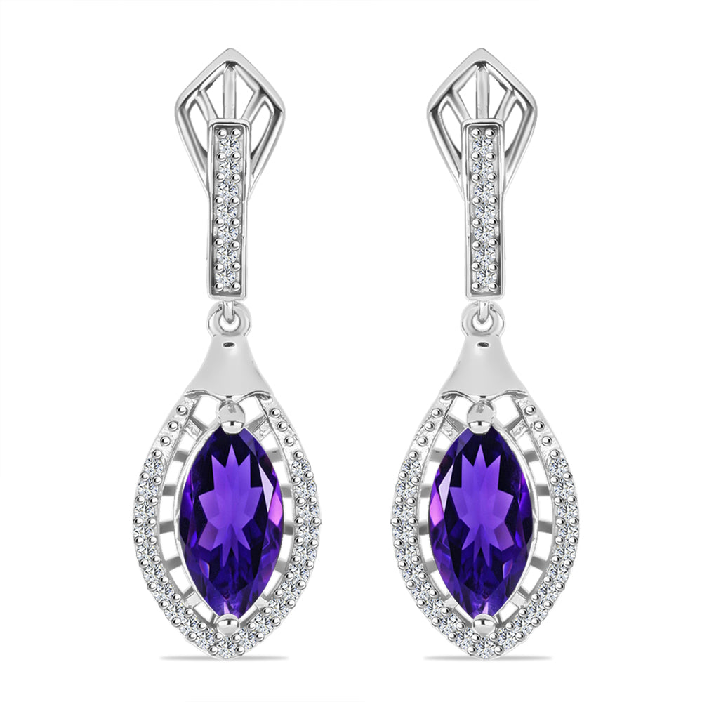 Silberohrringe mit marokkanischem Amethyst und weißem Topas 1 