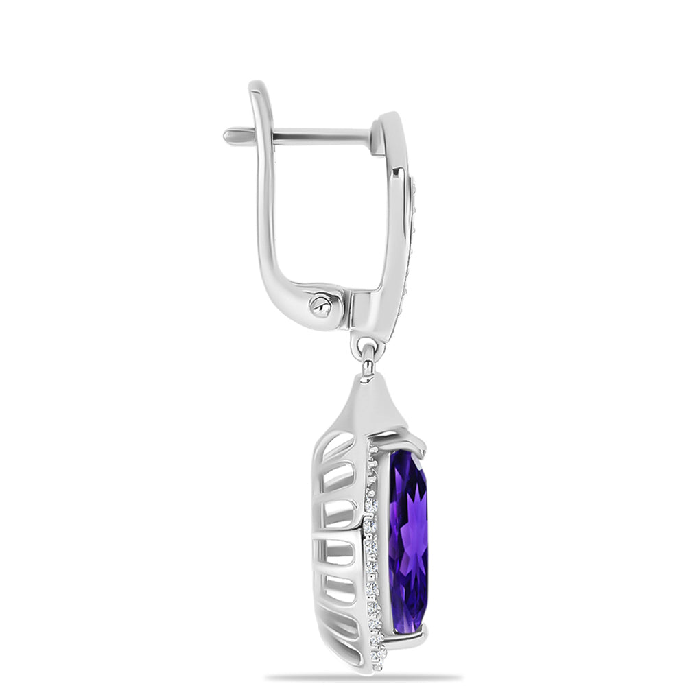 Silberohrringe mit marokkanischem Amethyst und weißem Topas 4 