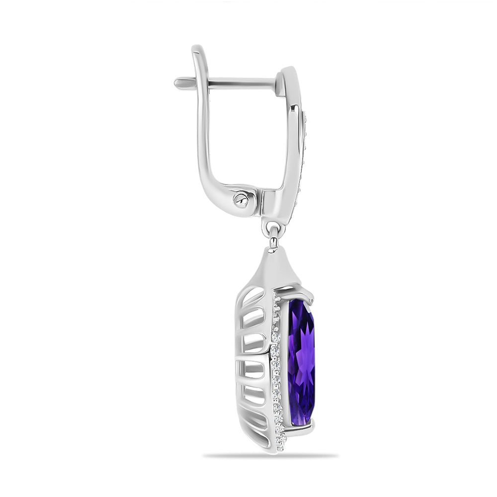 Silberohrringe mit marokkanischem Amethyst und weißem Topas