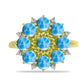 Goldplattierter Silberring mit Larimar und weißem Topas