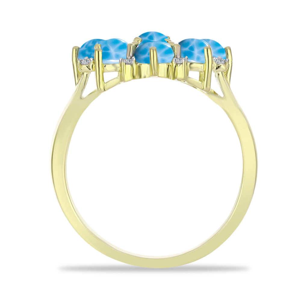 Goldplattierter Silberring mit Larimar und weißem Topas 2 