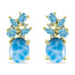Goldplattierte Silberohrringe mit Larimar und schweizerischem Blautopas